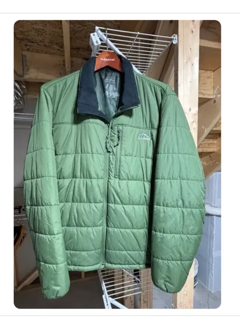 L.L. Bean Green Primaloft Stowaway Quilted Puffer Jacket Mens Large L
